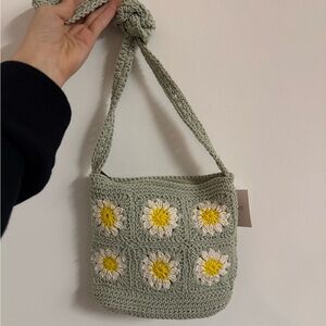NWT Crochet Floral Bag - Green